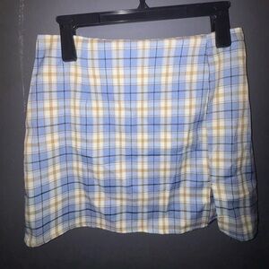 Blue and White Mini Pencil Skirt with Slit